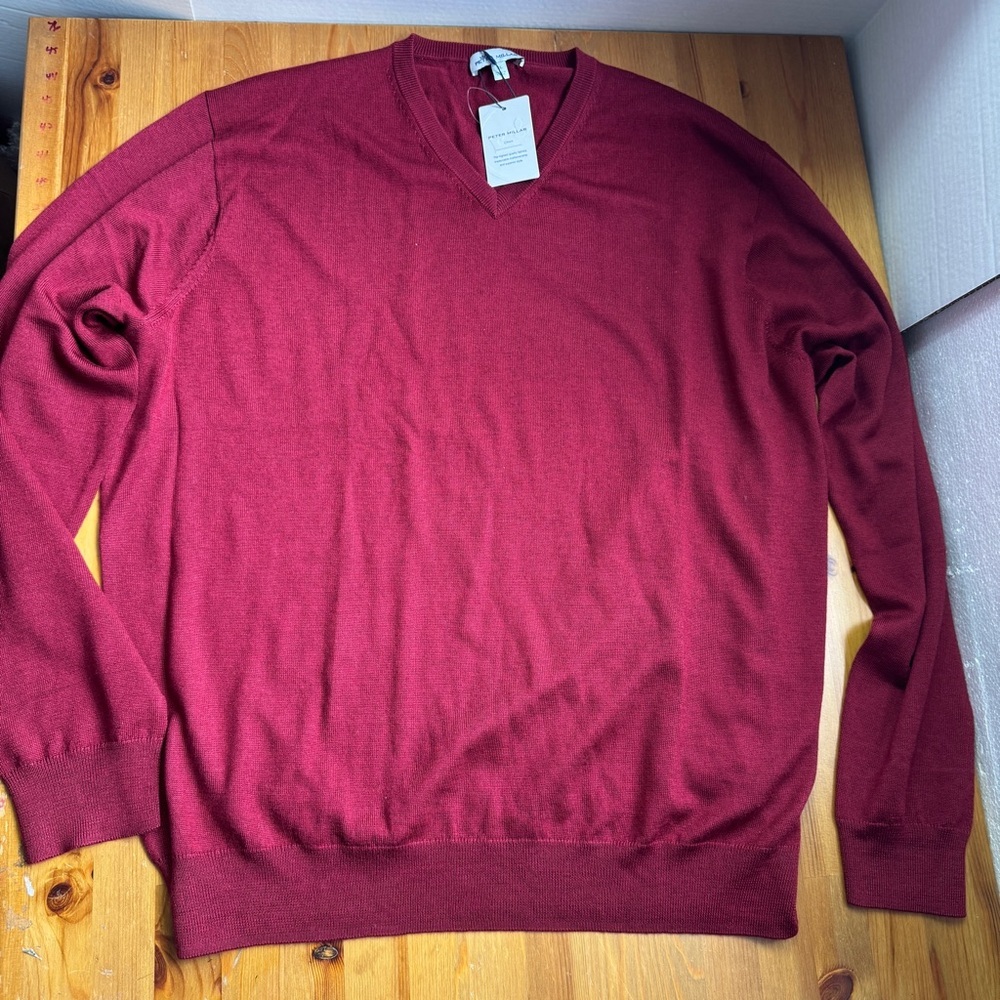 Peter Millar v-neck burgundy WOOL  sweater size XL NWT
